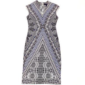 WHBM SHORT SLEEVE PRINTED LACE FIT DRESS